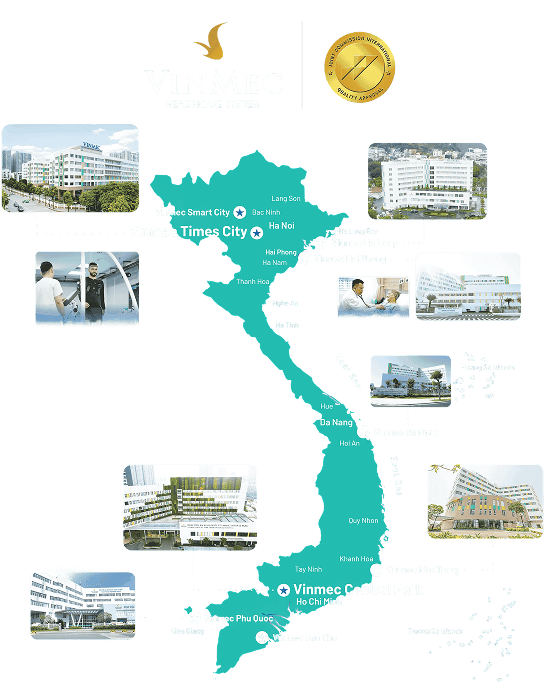 Map of Vinmec hospitals across Vietnam